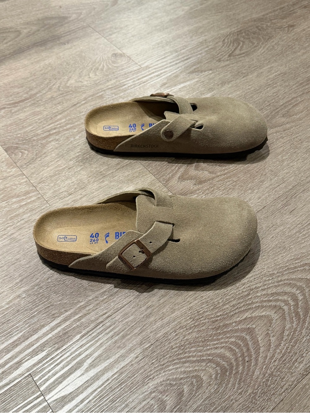 Birkenstock Boston Clogs in Taupe Suede - Picture 4 of 8